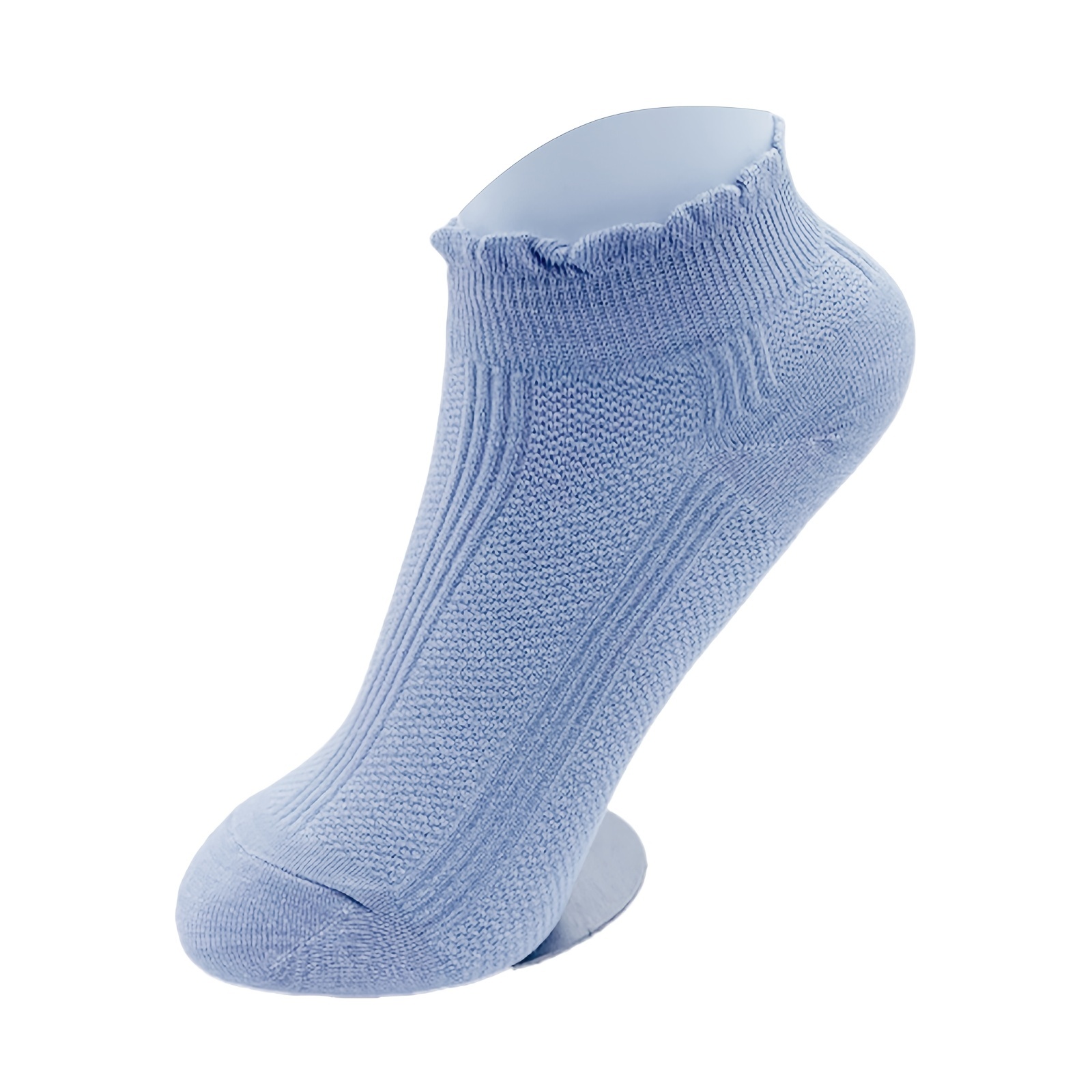 Solid Curly Trim Short Socks Casual Ankle Socks Women's Stockings