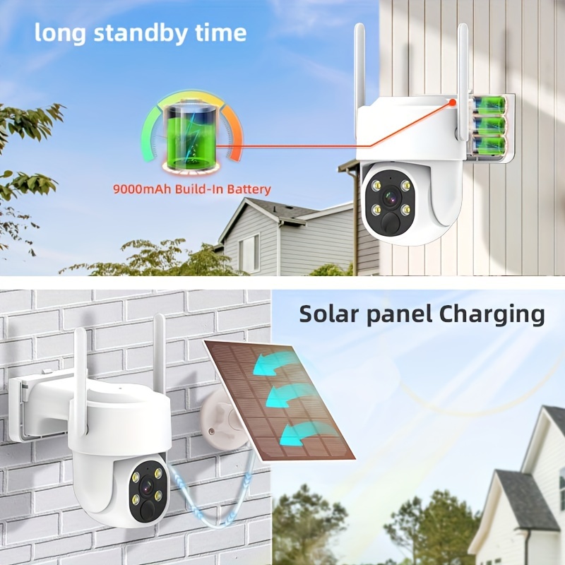  HOOISE Cámaras de seguridad inalámbricas solares para exteriores,  cámaras de exterior alimentadas por batería de 2K para seguridad del hogar  con visión nocturna a color, detección de movimiento PIR, : Electrónica