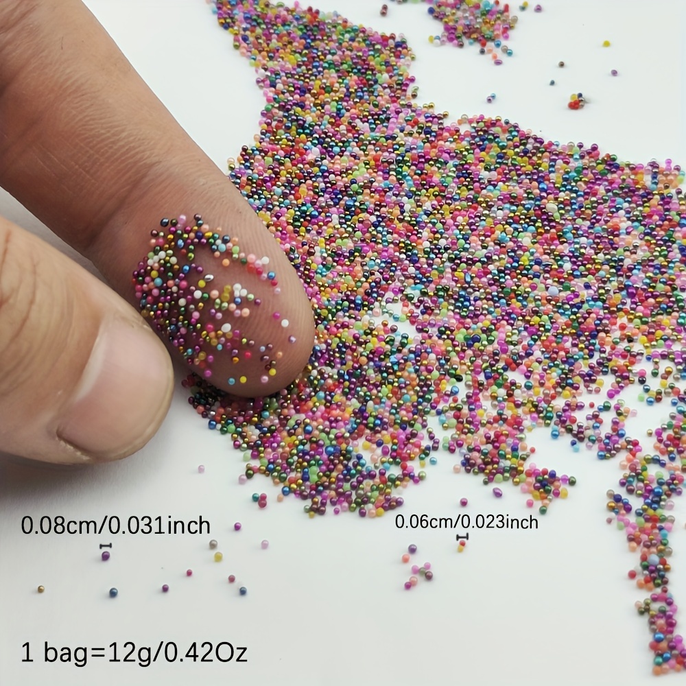 WHITE 100000 Pcs Glass small Beads No Hole 0.6mm-0.8mm Nail Art Caviar