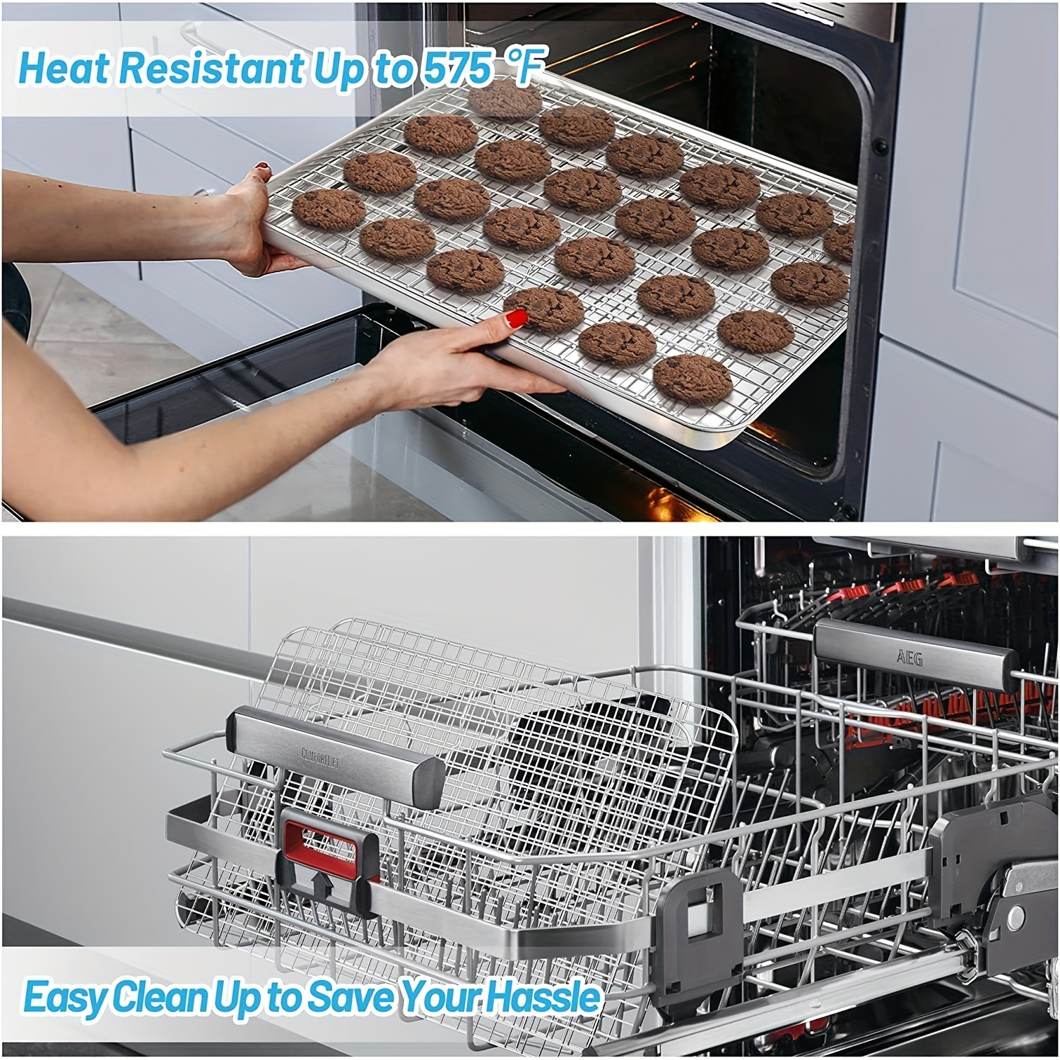 Homikit 2 Pack Wire Baking Rack, Stainless Steel 12 x 9 Bake Grill Rack  for Cooking Roasting Grilling, Mesh Cooling Rack for Cookie Cake Bacon Meat  Resting, Oven & Dishwasher Safe 
