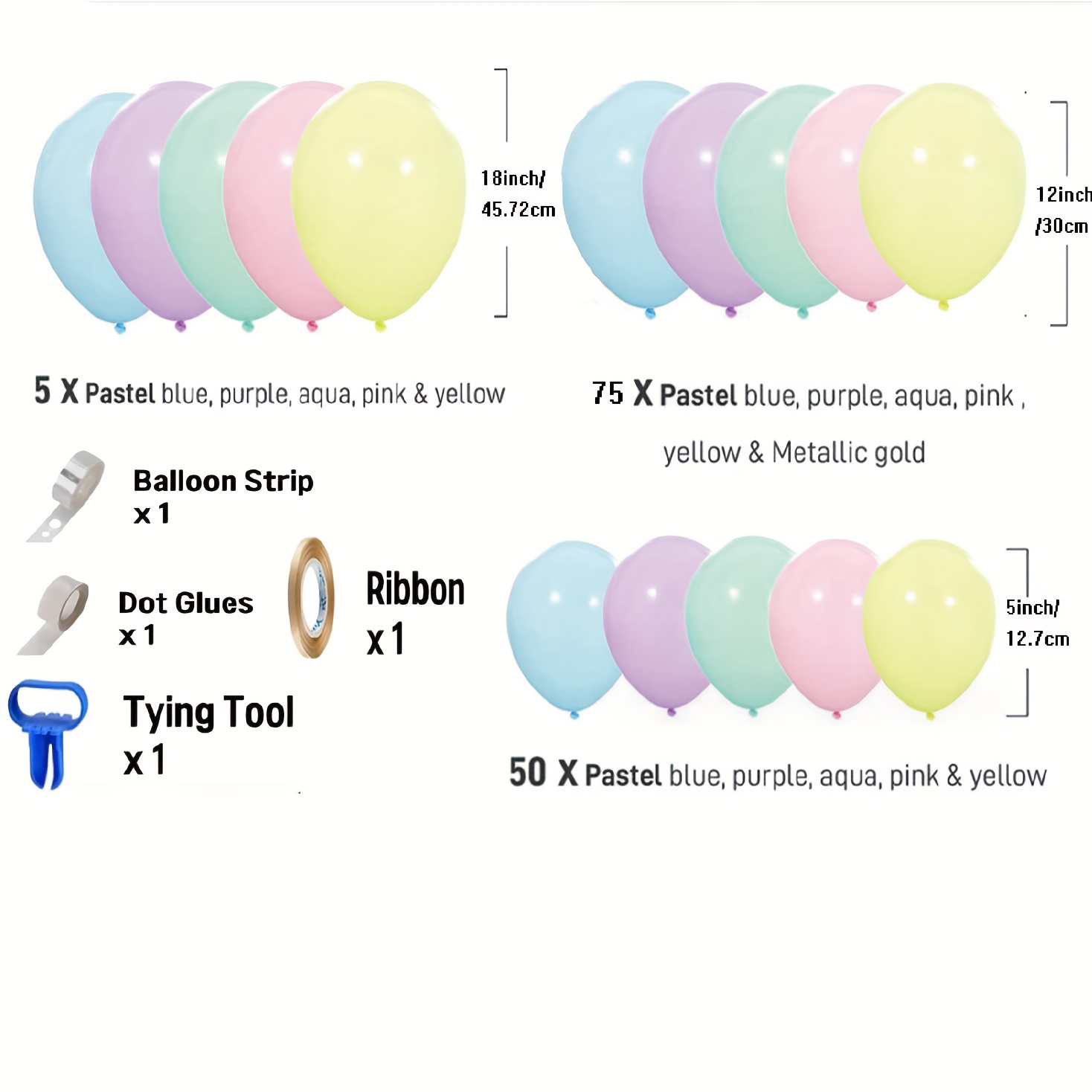 Ballon Baloba® Arc en or rose, pourpre, Fuchsia et Macaron Ballons