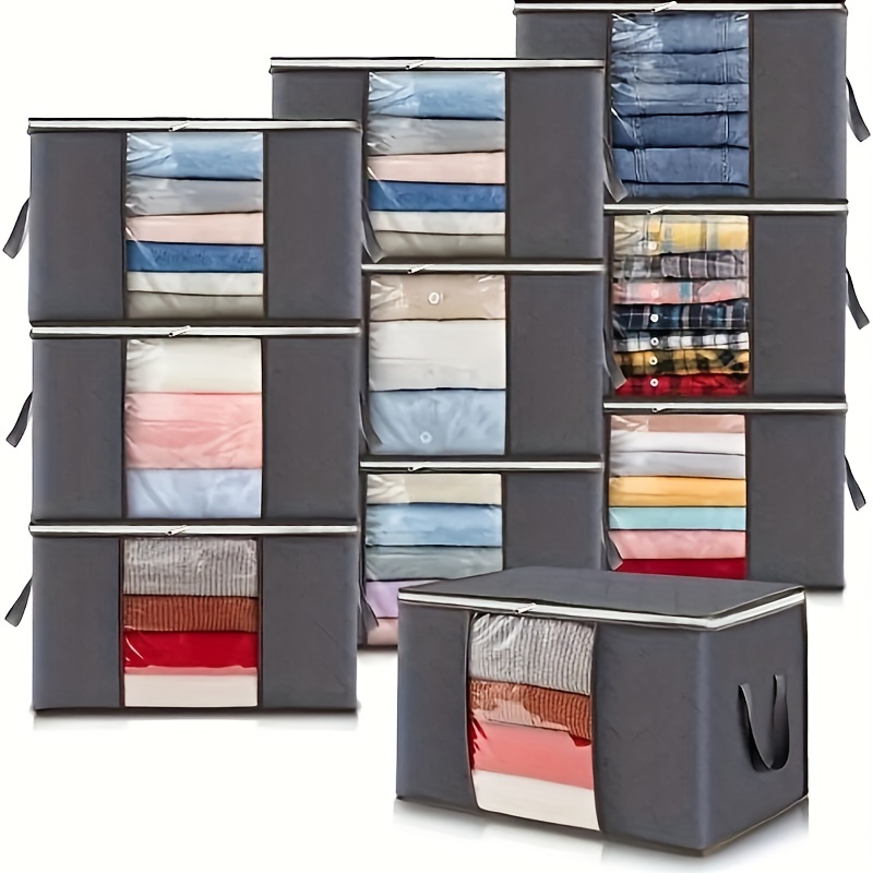  90L Large Storage Bags, 6 Pack Clothes Storage Bins Foldable  Closet Organizers Storage Containers with Durable Handle for Clothing,  Blanket, Comforters, Bed Sheets, Pillows and Toys (Gray) : Home & Kitchen