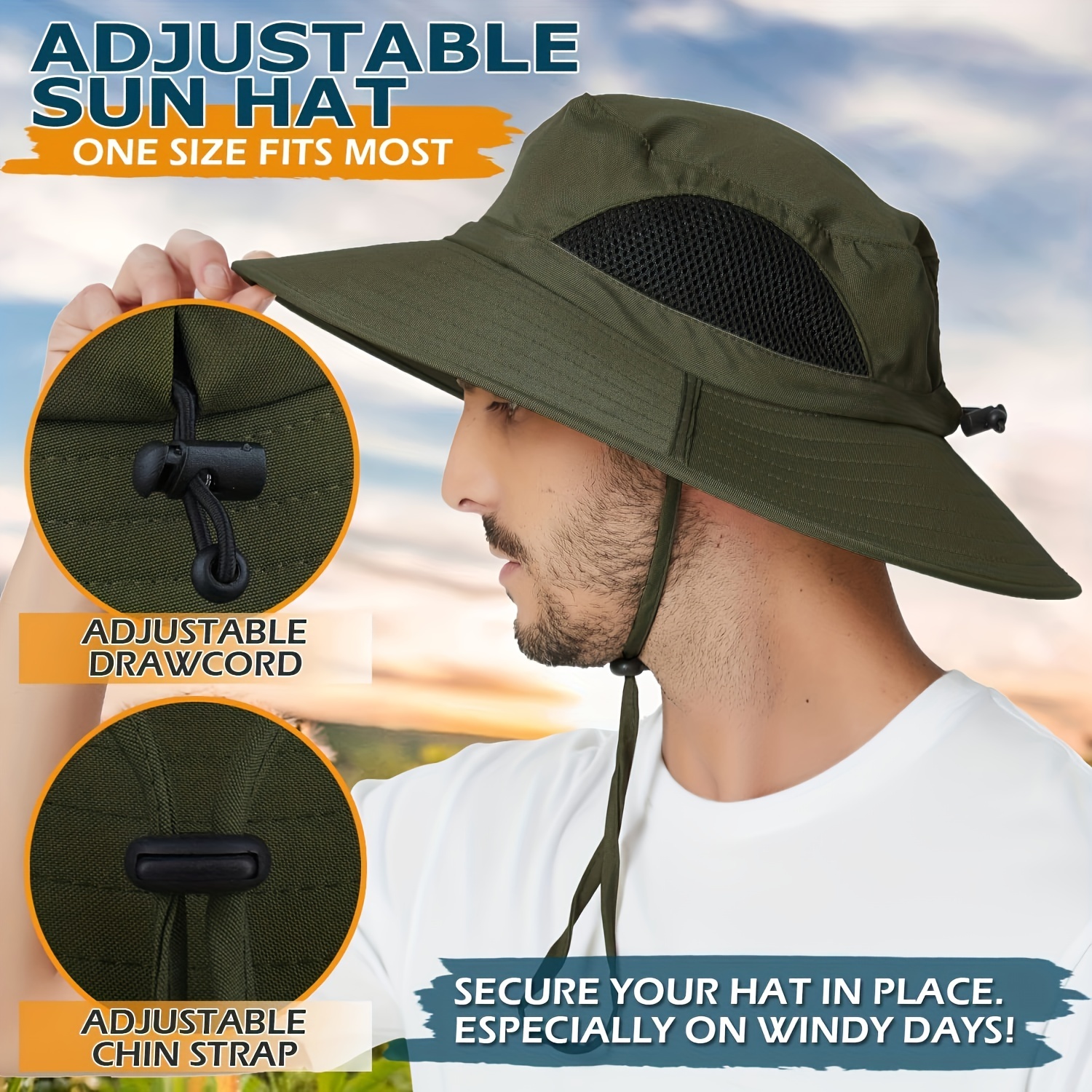 1pc Wide Brim Fishing Hat With Neck Flap, Quick Drying Breathable Bucket  Hat With Face Cover For Hiking Camping