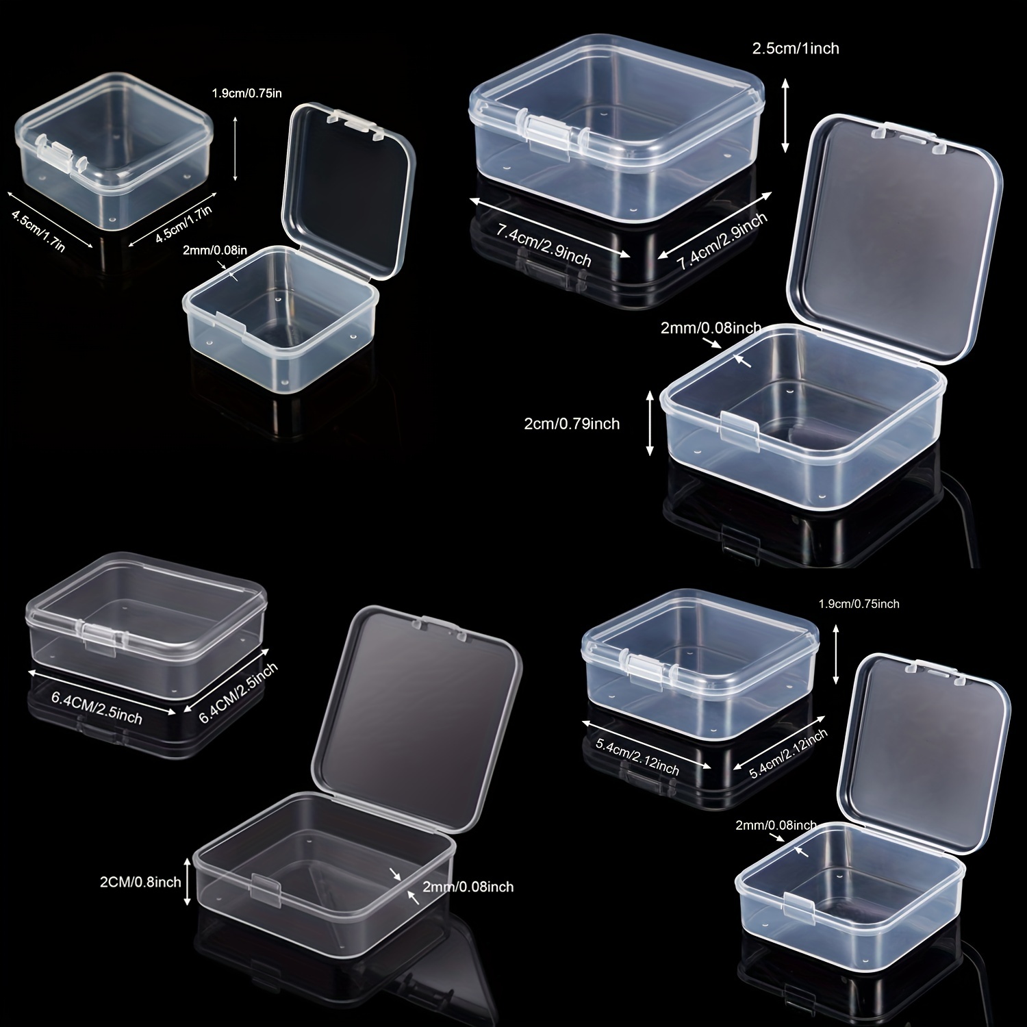 12 Cajas Almacenamiento Plástico Transparente Pequeña Caja - Temu