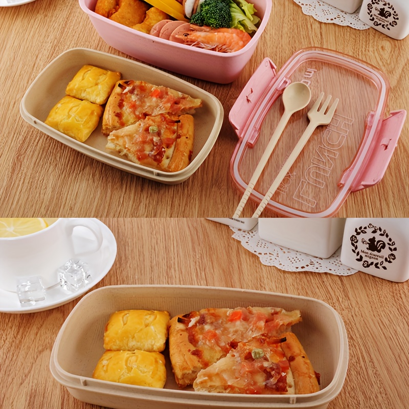 1pc Wheat Straw Three Layers Compartment Lunch Box Bento Box