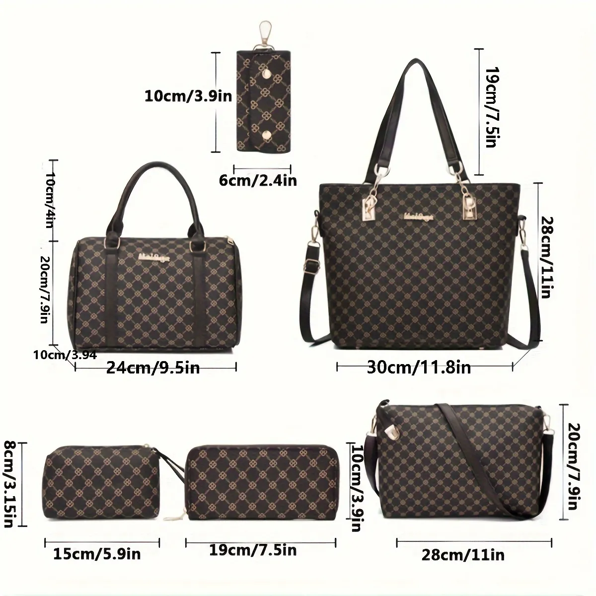 6pcss Fashion Pu Leather Printed Handbag, Shoulder Bag, Crossbody Bag, Tote  Bag - Temu