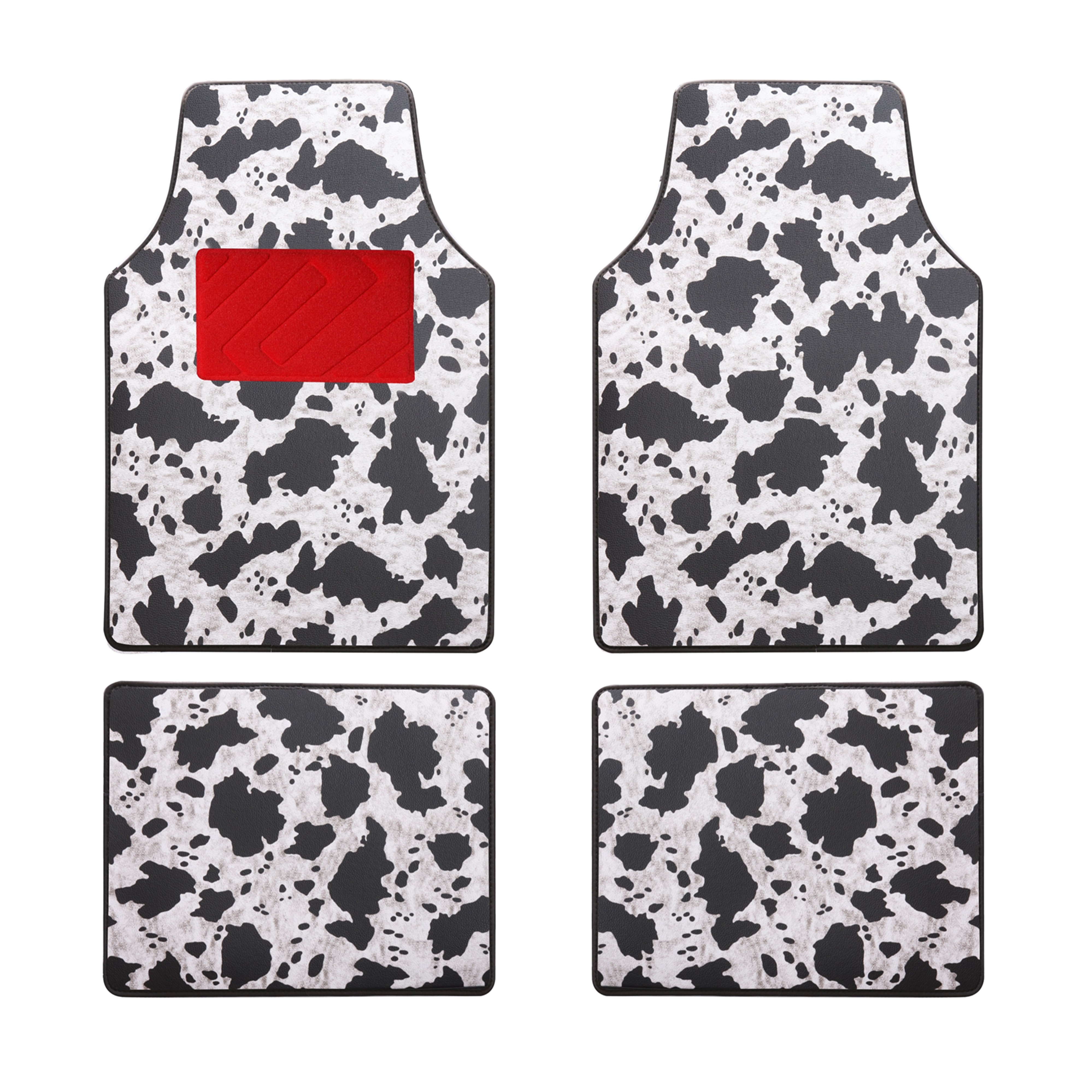 Forchrinse Black White Cow Print Car Floor Mats 4 Pieces,Front and