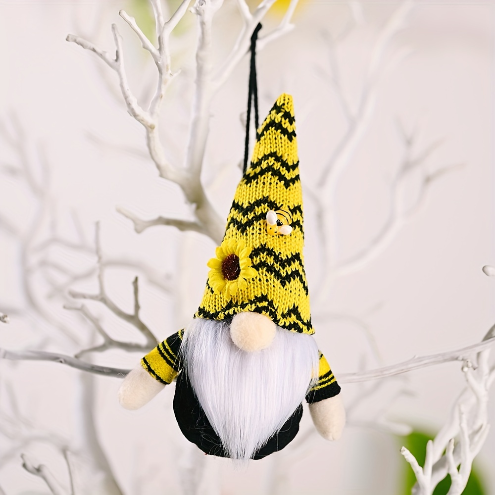 Sunflower Gnome Wooden Pendant Bee Hanging Wooden Ornament - Temu