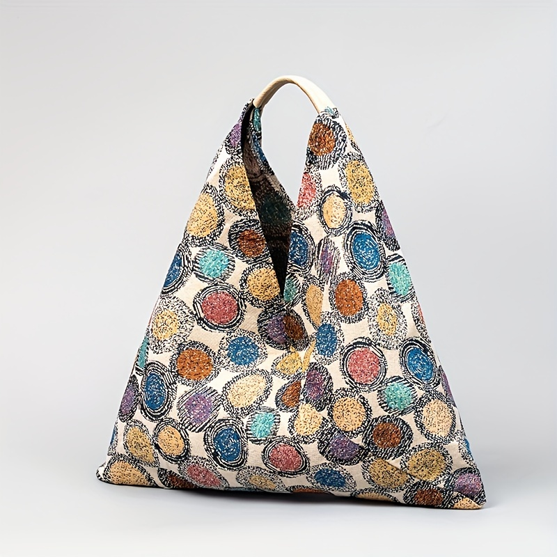Stylish Triangular Shape Tote Bag, Multiple Patterns Large