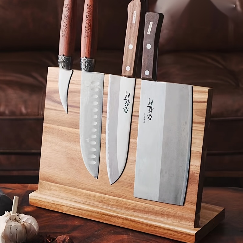 Senken Knives Porte-couteaux magnétique en bois d'acacia - Support
