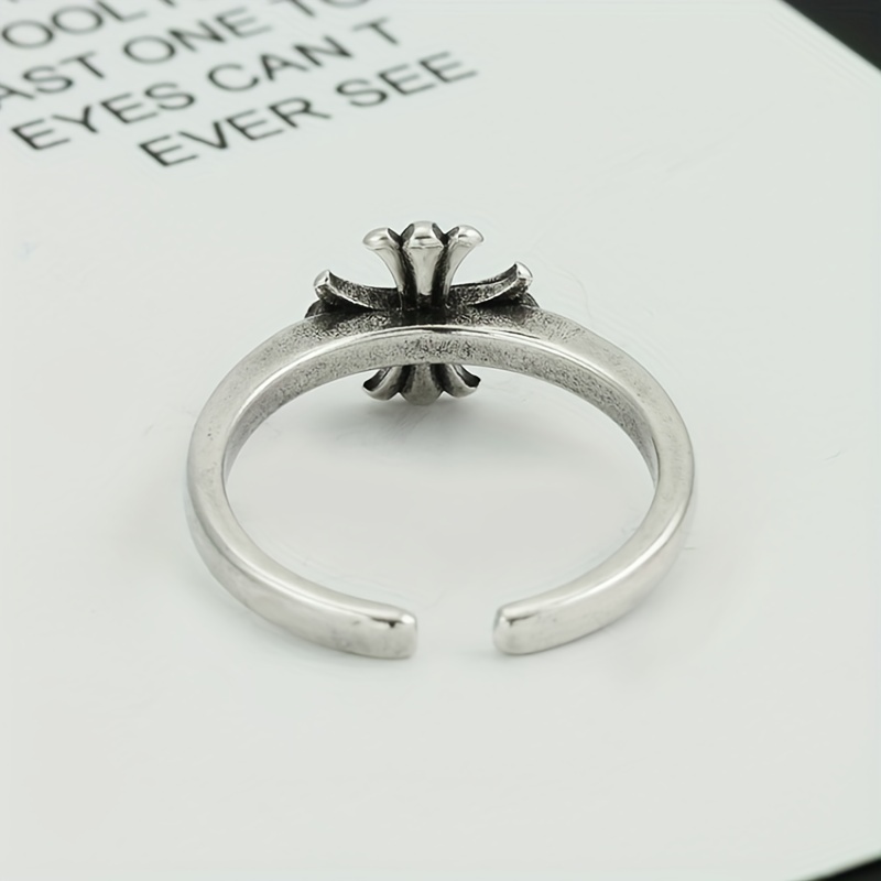 Men's Retro Cross Flower Adjustable Opening Ring