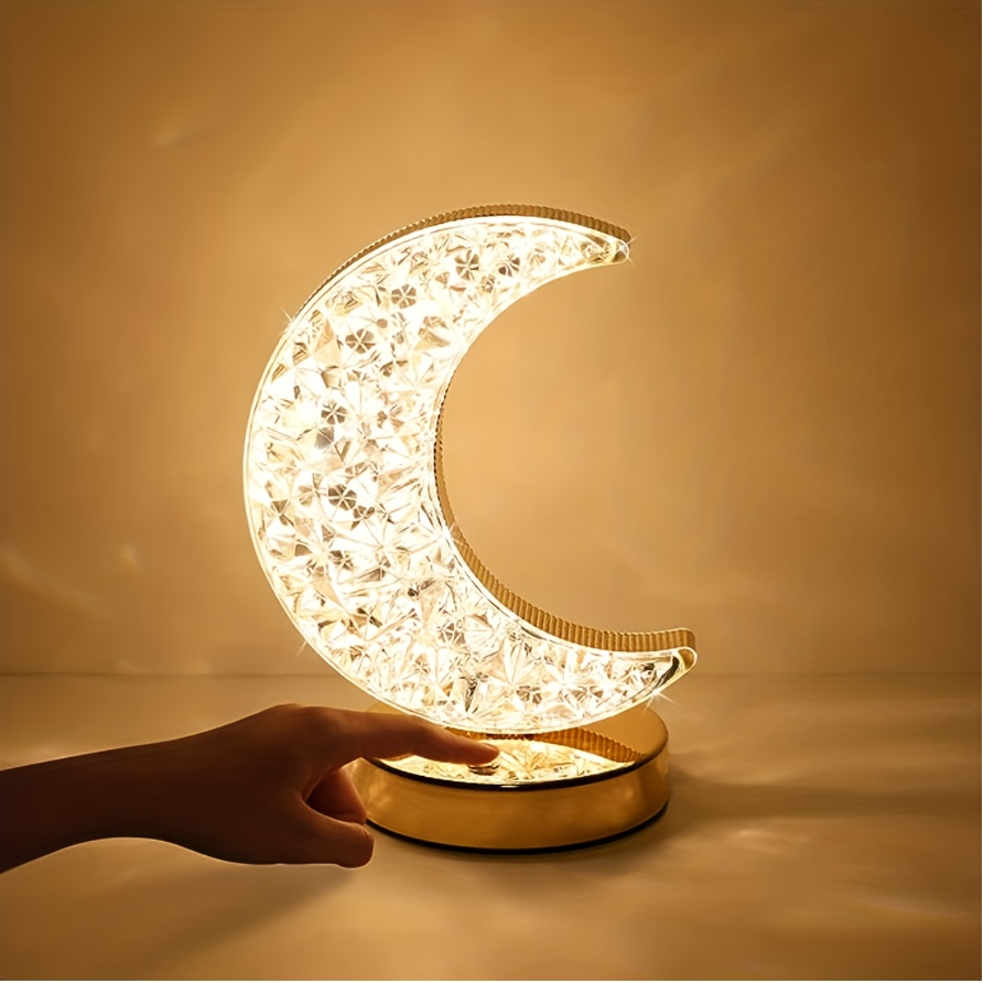

Lampe en cristal en forme d'étoile, lampe tactile de chevet, 3 couleurs, lampe de table de chevet à intensité variable infinie, convient pour la décoration du salon, Noël, Eid Al-Adha Mubarak