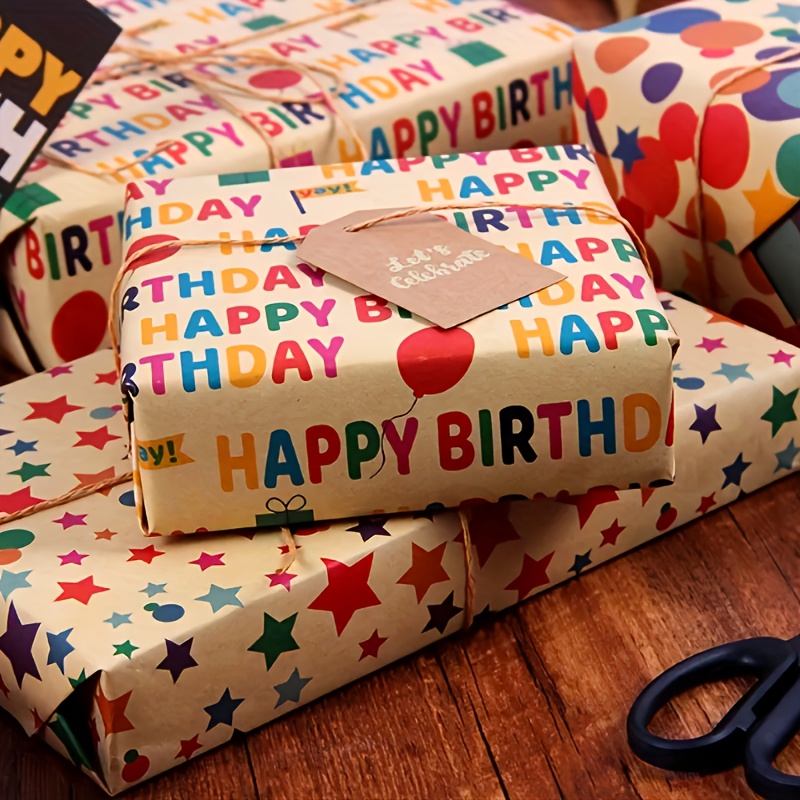 6pcs Papier d'emballage cadeau Papier cadeau d'anniversaire - Temu Belgium