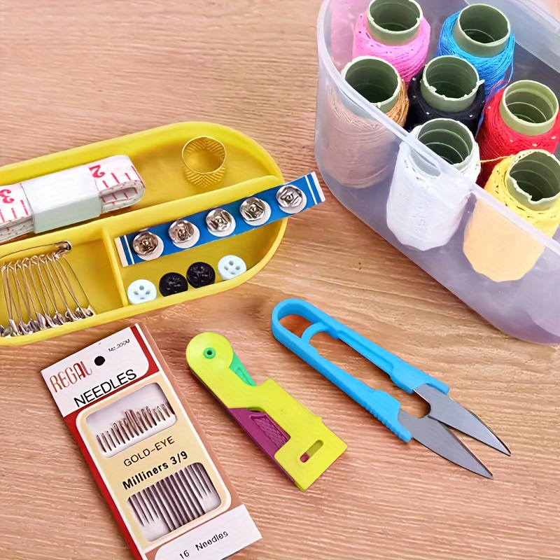 1 Set Portable Household Sewing Kit Box DIY Embroidery Handwork Tool  Needles Thread Scissor Set Home Supplies Travel Accessories