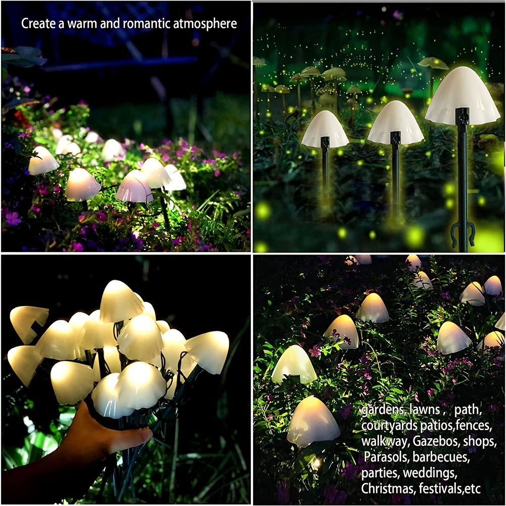 Led Outdoor Solar Mushroom Lights Waterproof Landscape - Temu