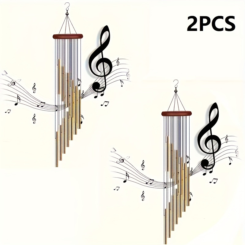

2pcs Wind Chimes For Outside, Wind Chimes With 12 Aluminum Alloy Tubes And Hook, Memorial Wind Chimes, Mother's Day Gift, Party Supplies, Outdoor Garden Hanging Ornaments