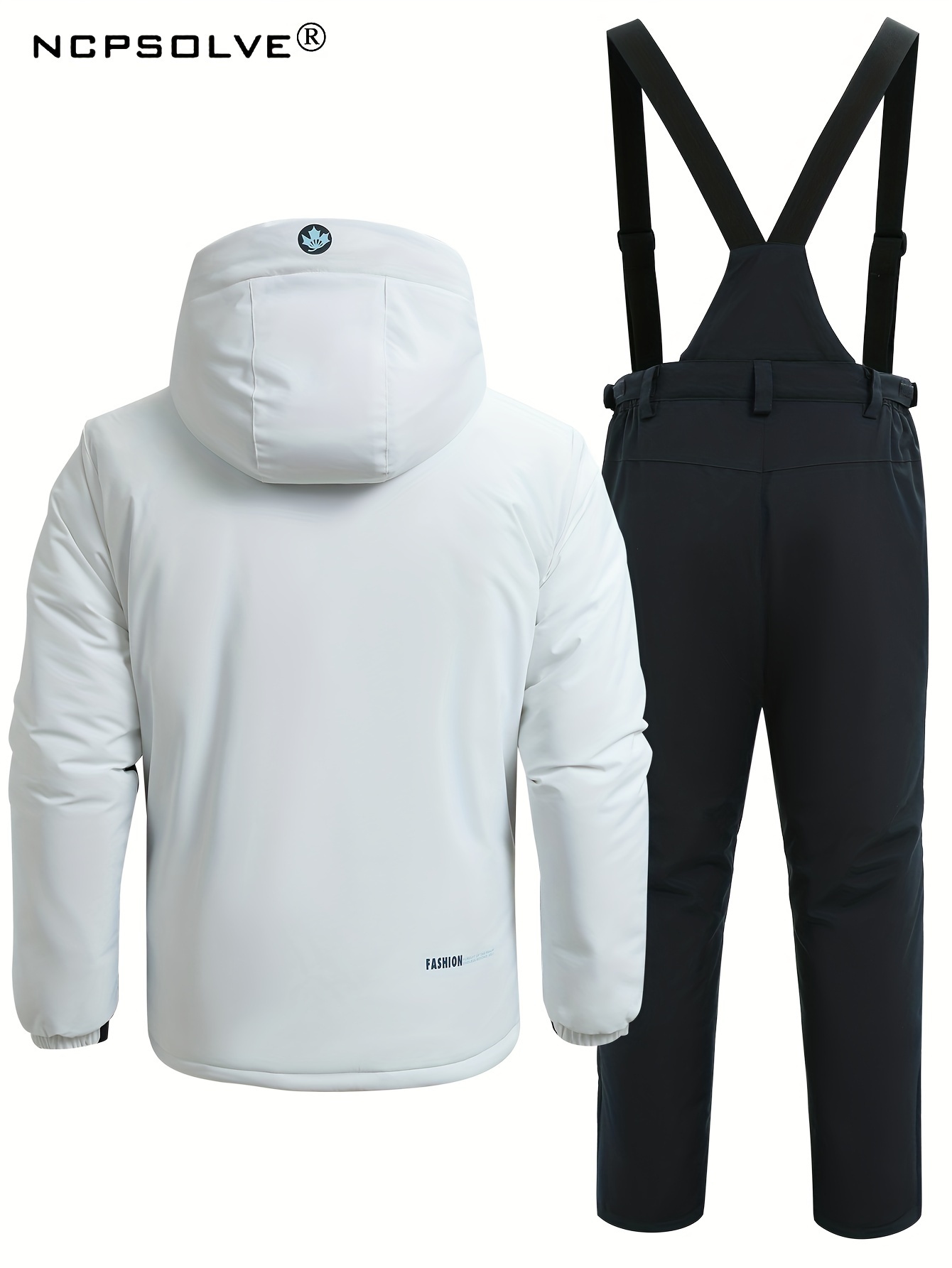 Waterproof Pure White Ski Jacket And Montgomery Straps Pants Set