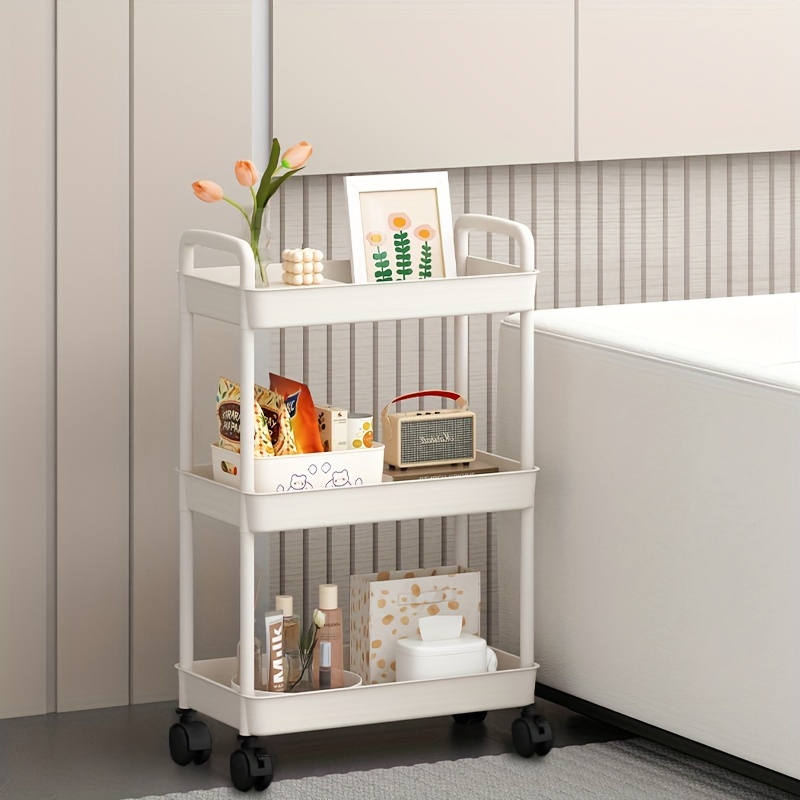 Plastic Rolling Cart With Handle Multi layer Storage Trolley - Temu