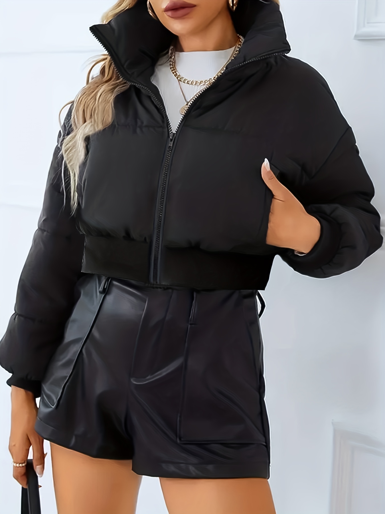 Cropped Puffer Jacket - Temu