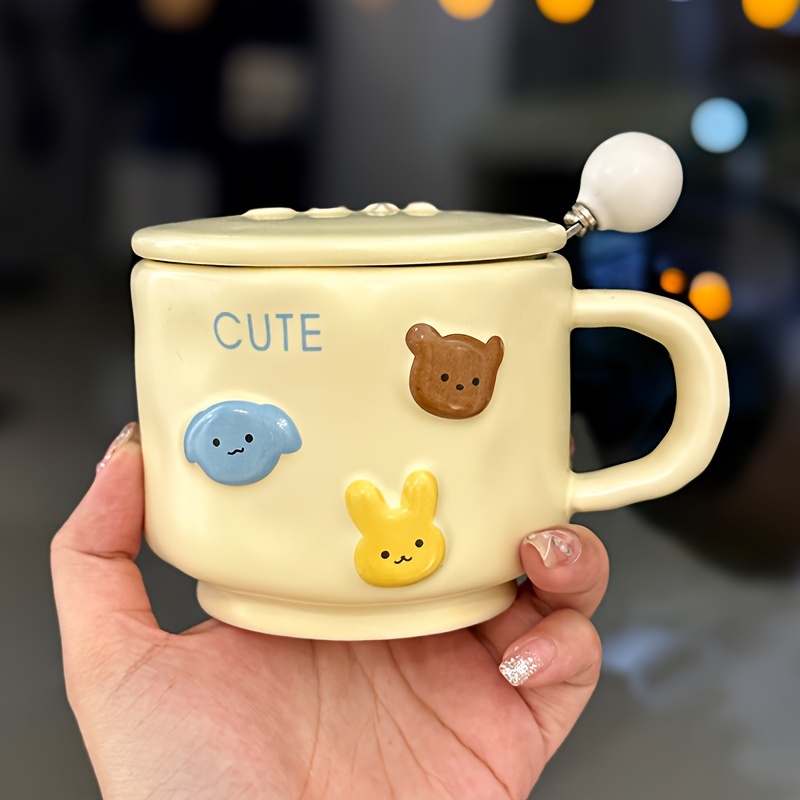 Star Panda Mug with Lid and Spoon - 420 ml Ceramic Panda Coffee Mug