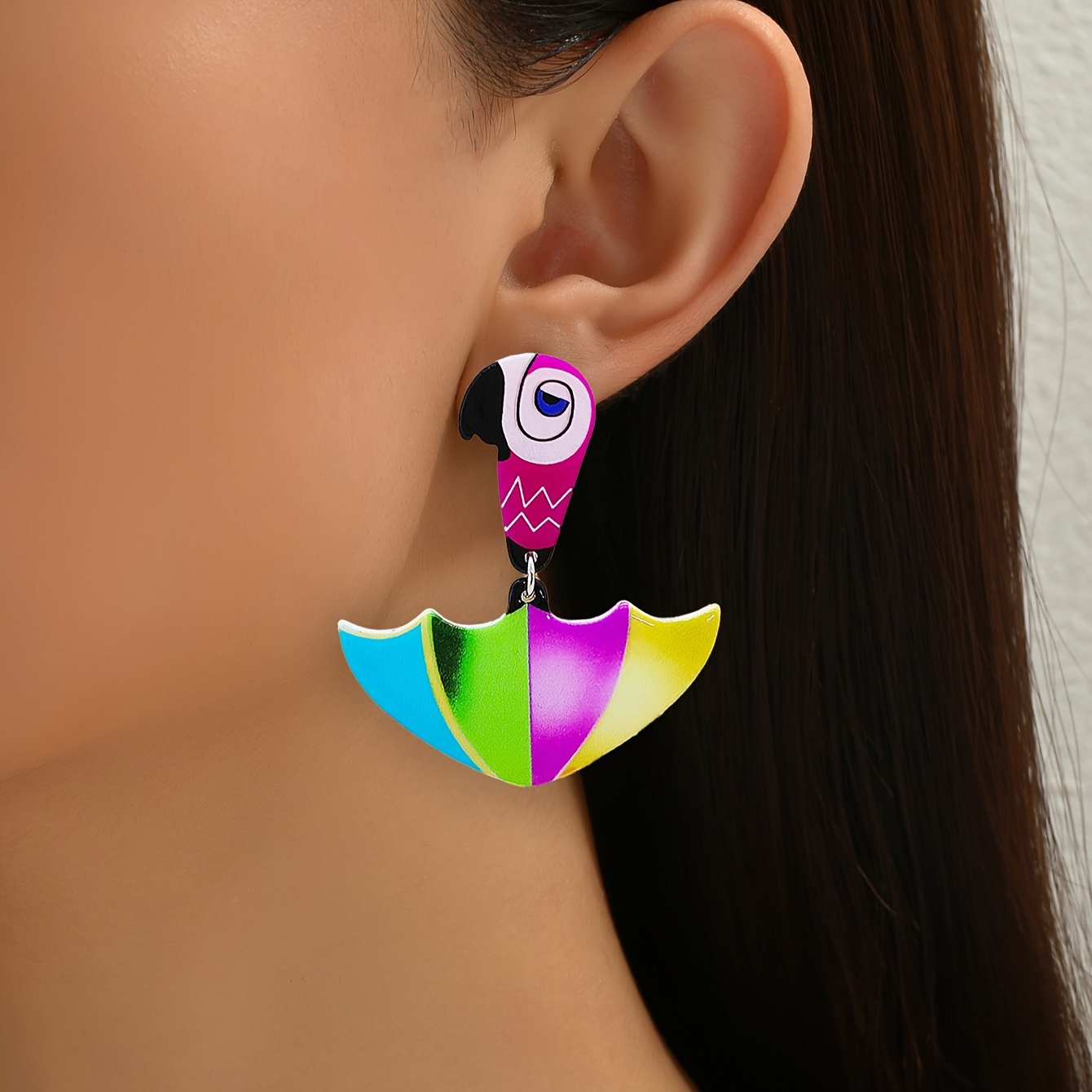 Colorful Parrot Dangle Earrings Shining Rainbow Rhinestone Drop Earrings  Bohemian Animal Bird Earrings for Women Girls Jewelry