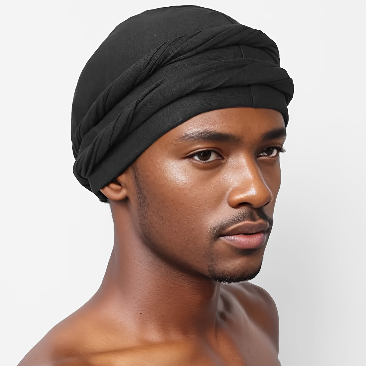 Turbante para hombres, hombres satén seda forrada pañuelo en la cabeza para hombres  turbante envoltura en la cabeza, camiseta turbante para rastas