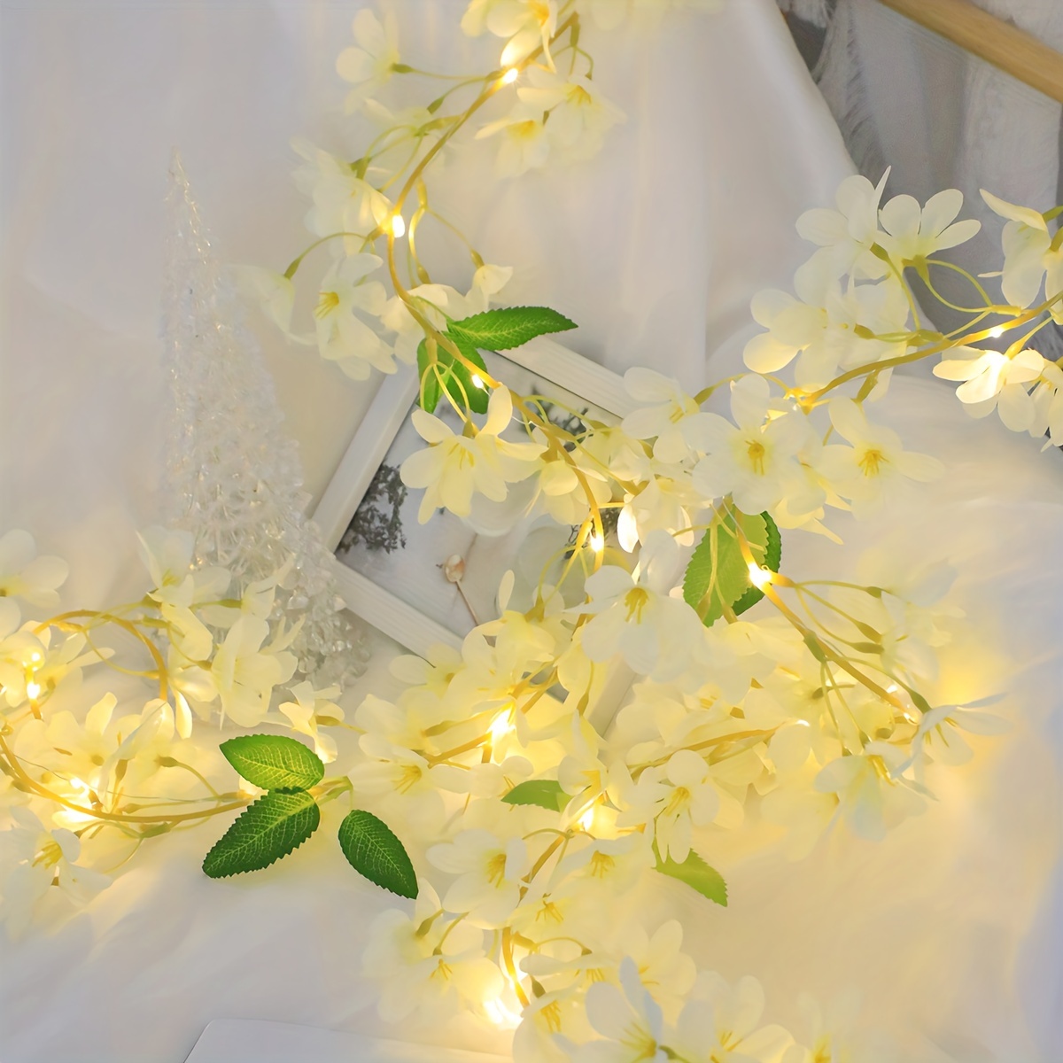 1 guirlande lumineuse LED fleur de rose blanche 4 9 pieds 10 - Temu Canada