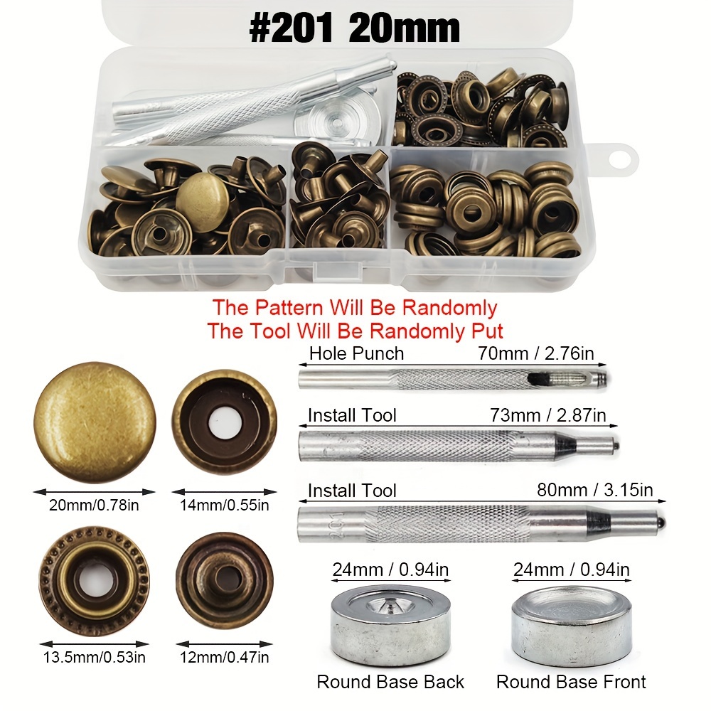 Stud Screw Set Leather Fasteners Grommet Kit Clothing Shoes Crafts  Installation Tool