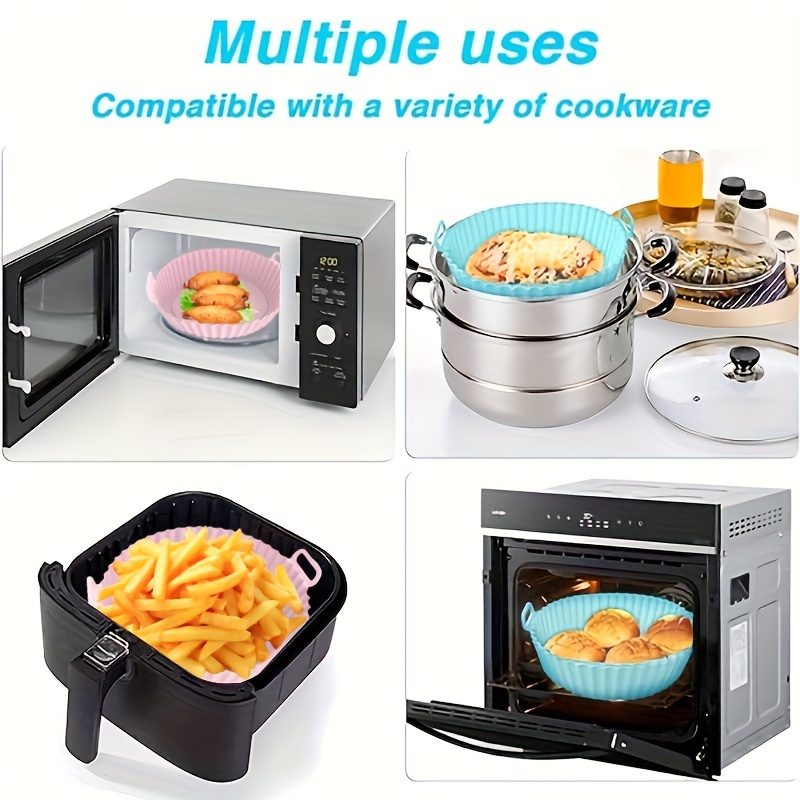  Air Fryer Silicone Pot, Food Safe Air fryers Oven Accessories, Replacement of Flammable Parchment Liner Paper