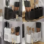 1pc chopsticks cage with knife holder wall mounted utensils draining shelf chopsticks holder tableware storage box for sink countertop home kitchen supplies details 1