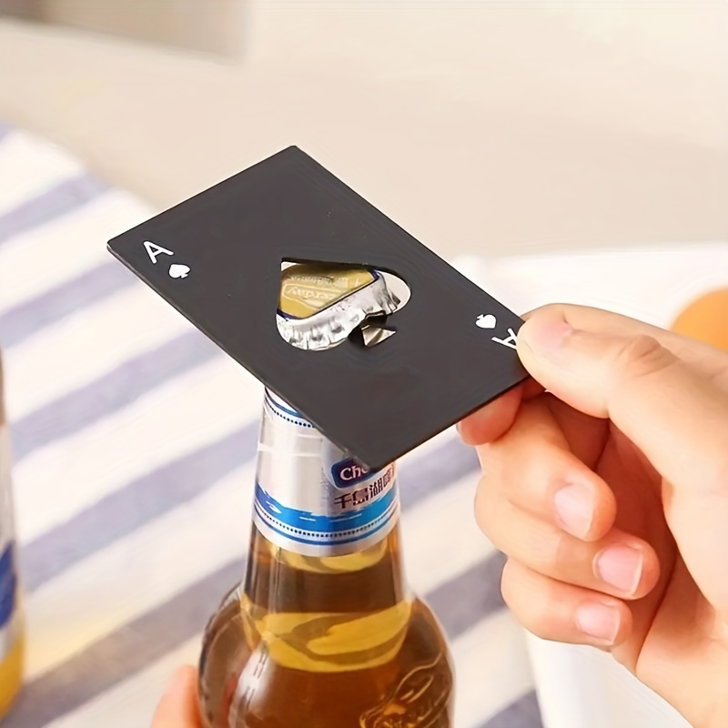 1pc Stainless Steel Playing Card Bottle Opener, Creative Pocket Stainless Steel Can Opener, Bottle Picker, Beer Wine Beer Opener