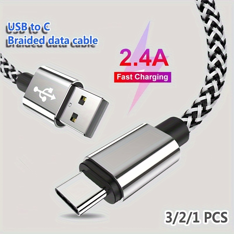 Cable USB C corto de 1 pie, paquete de 5 cables de carga USB A a USB C,  cable USB tipo C duradero de carga rápida para Samsung Galaxy S22 Ultra  Note 8