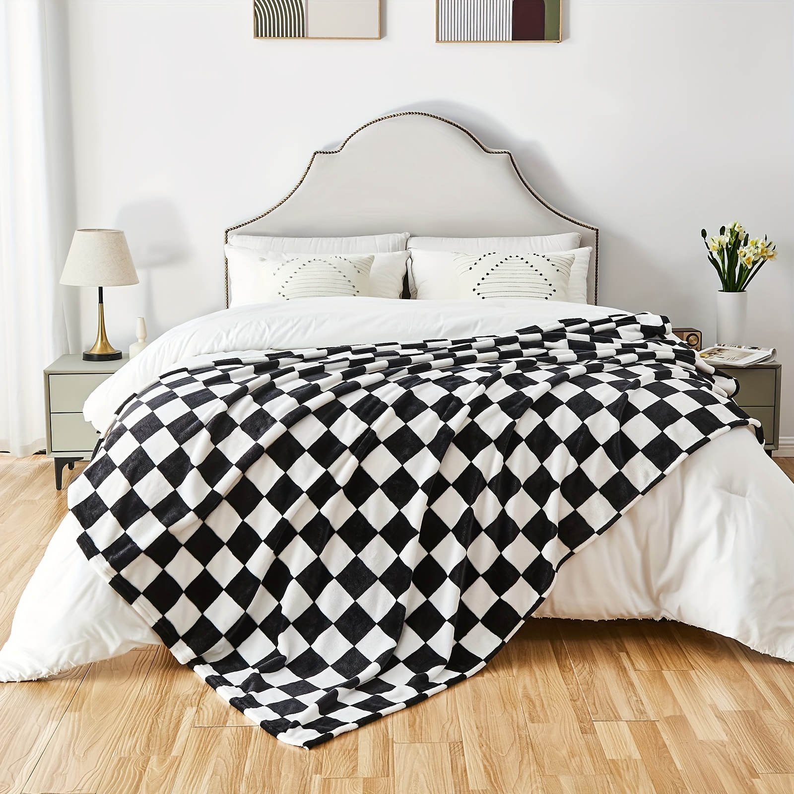 Black and discount white grid blanket