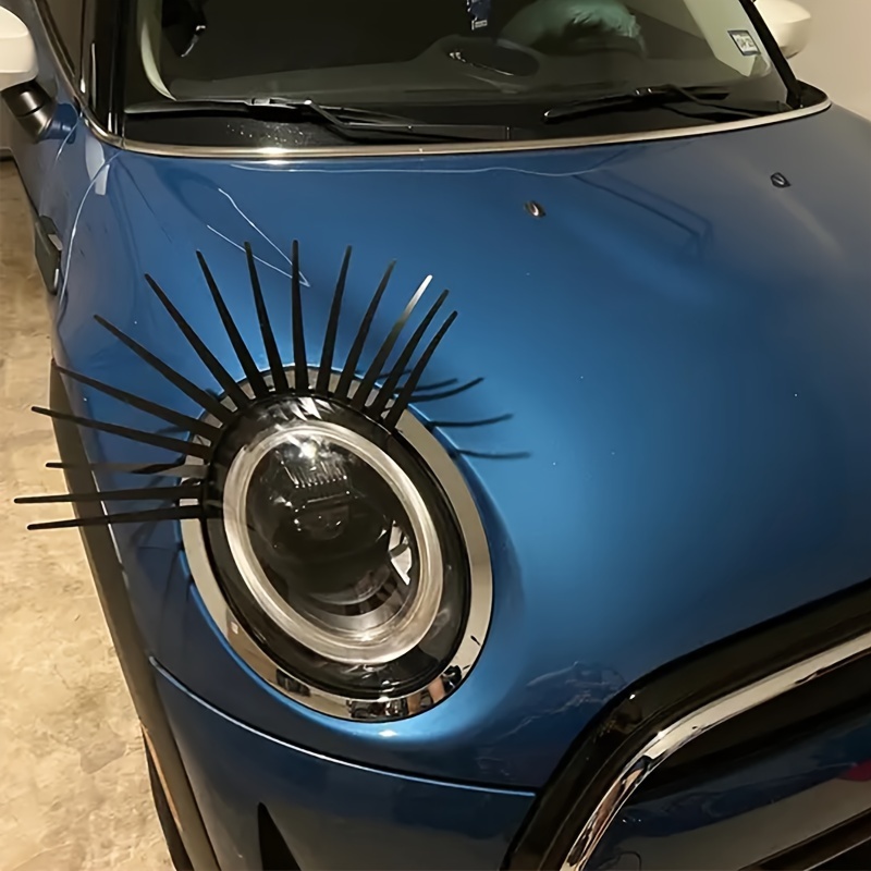 Autoscheinwerfer mit Wimpern zum Dekorieren von Augenbrauen,  personalisierte modifizierte Autoaufkleber Schwarz Elektrische Augen  Dekorative Aufkleber (universell 3D 2-Pack)