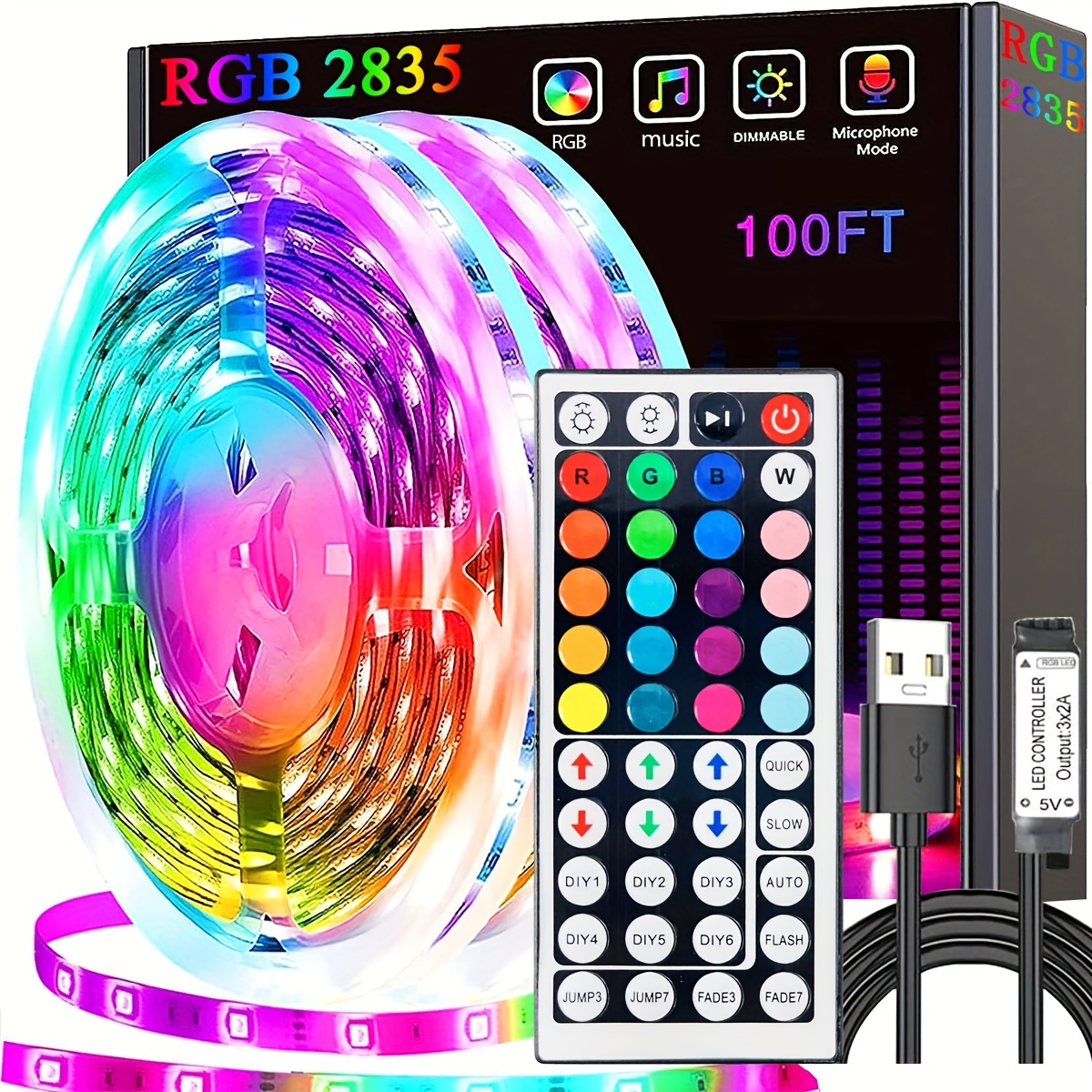 Led Strip Light Rgb 5050 44 keys Infrared Controller Night - Temu