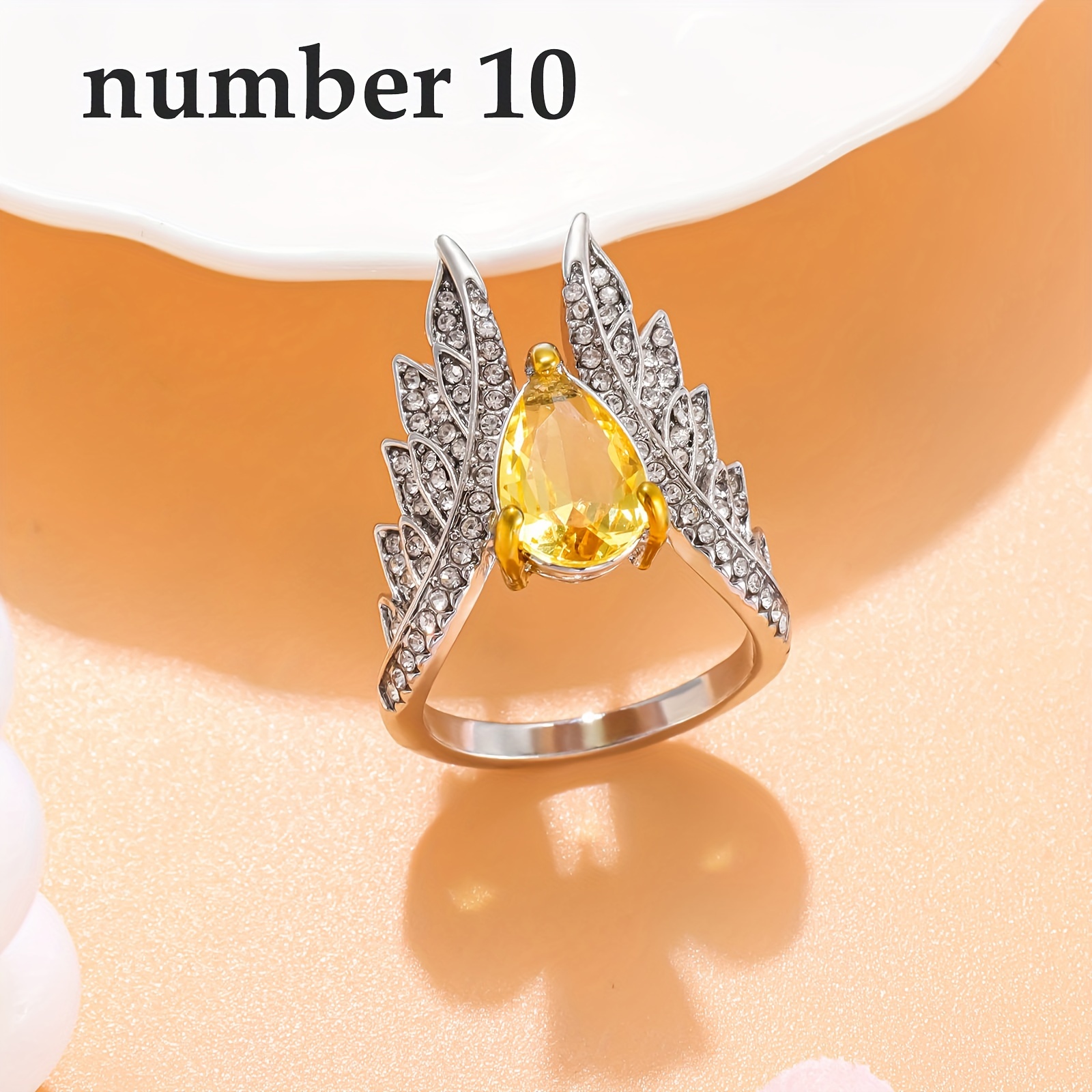 Vintage Cubic Zirconia Feather Ring Confession Rings Elegant - Temu ...