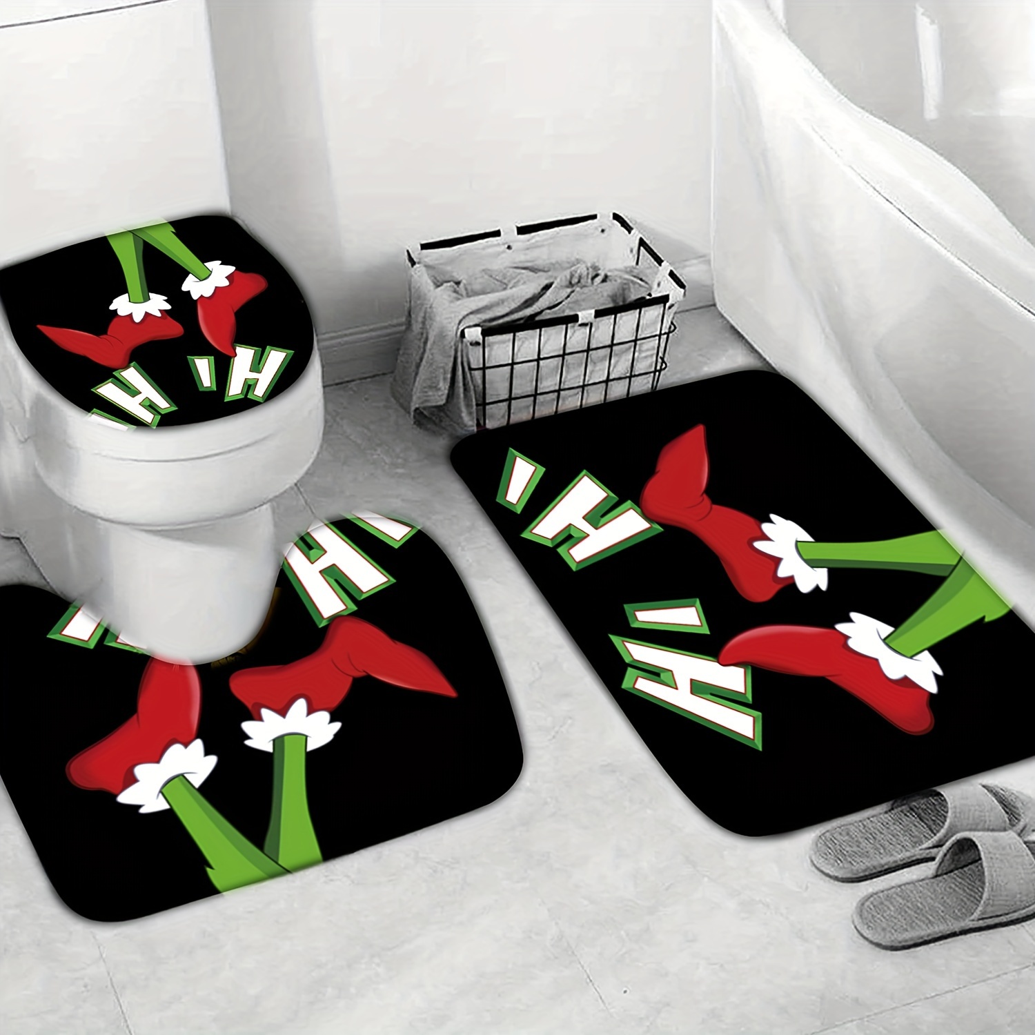 4 Piece Christmas Grinch Bathroom Decorations Grinch Decor Toilet