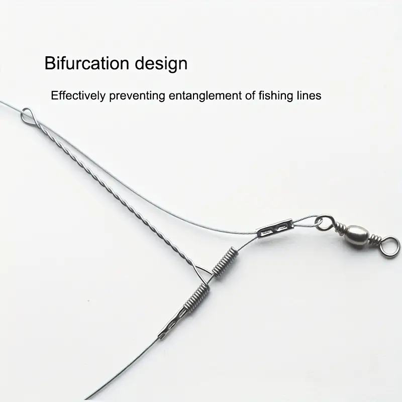 1 Pack Fishing Stainless Steel Hook Line, Fishing Rigs & Wire Leader Line  With Rolling Swivel And Barb Hooks