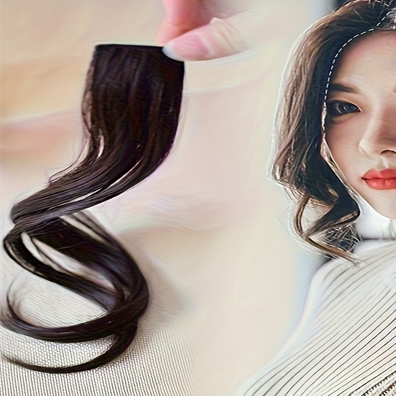 

[ ] Elegant Women's Curly Clip-in Hair Extensions - Korean Style Side Bangs, , For All