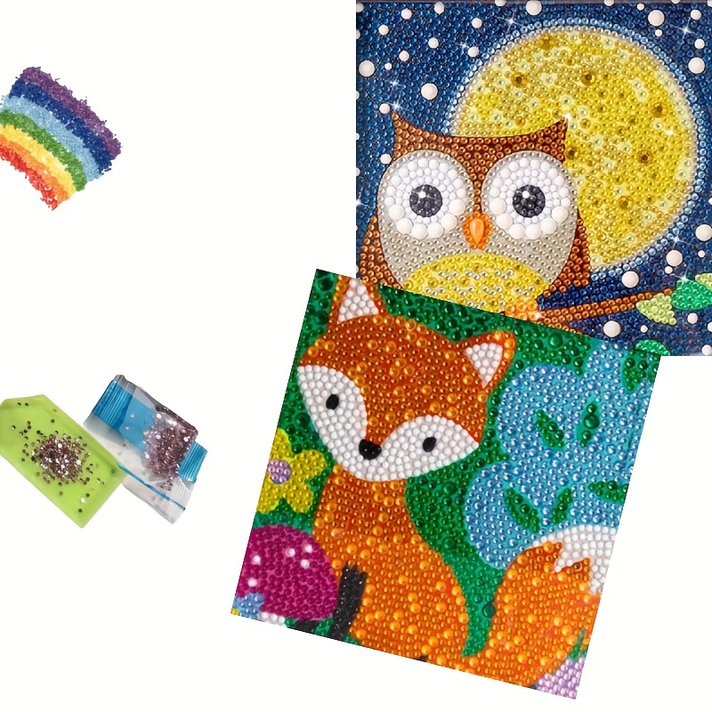 Kits de pintura de diamantes 5D para niños, paquete de 4 piezas de arte de  diamantes para niños, kits de pintura completa por números para niños y