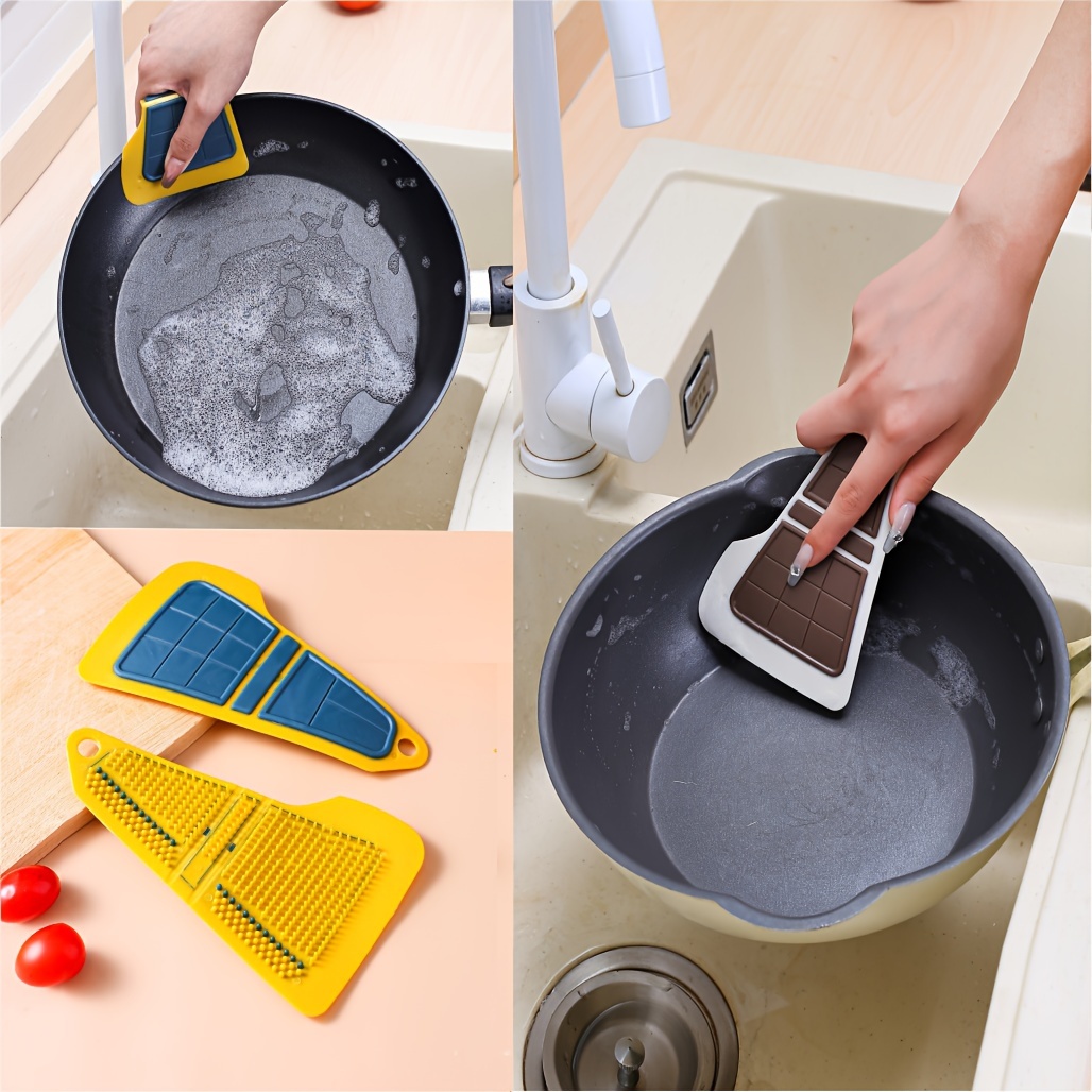 Yellow Duck Dish Brush Handle Built-in Scraper, Scrub Brush For Pans, Pots,  Kitchen Sink Cleaning - Temu