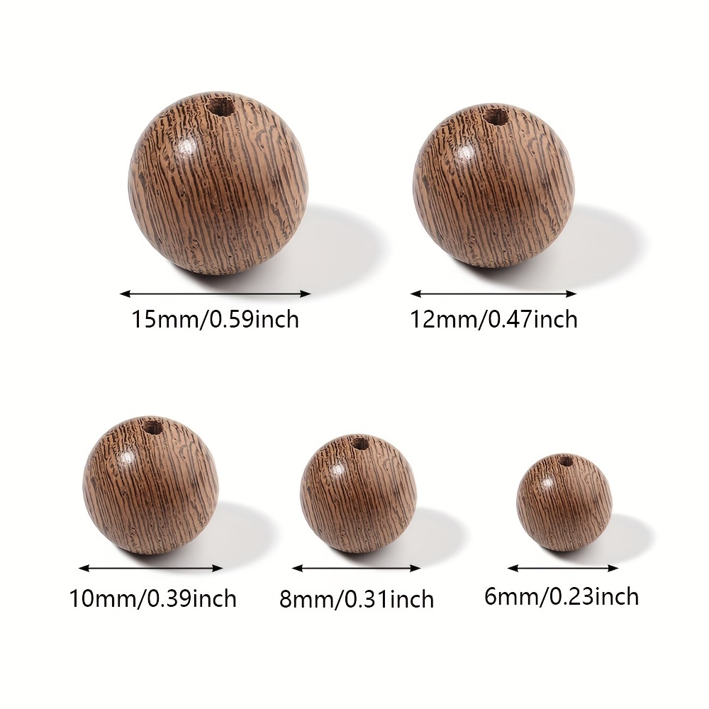 Dark Brown Wooden Beads Undyed Natural Stripe Round Wood - Temu