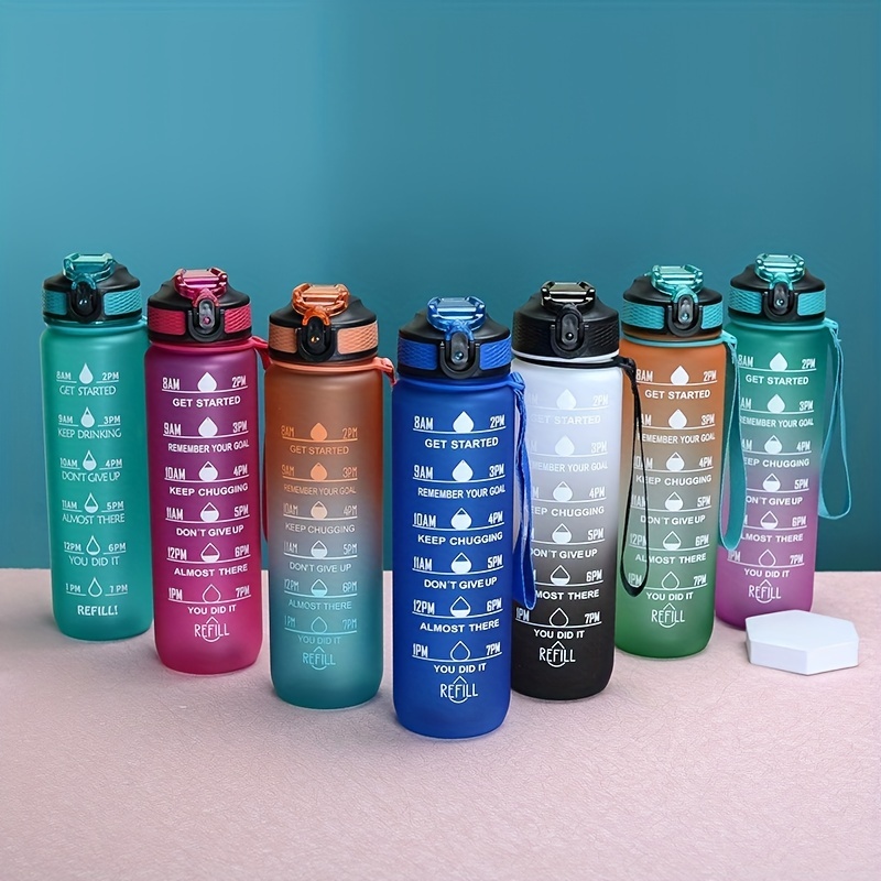 Motivational Water Bottles Set Plastic Water Bottles Sports - Temu