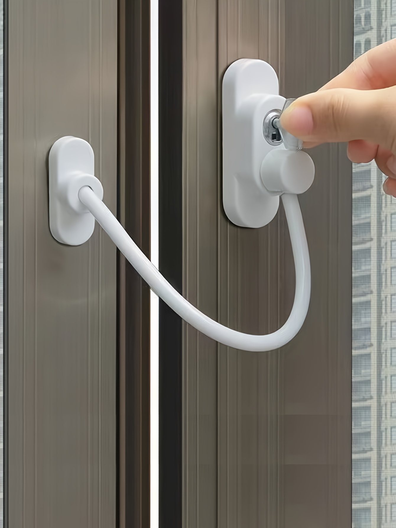 1set thickened wire rope window   metal base abs protective cover need punching installation with 4 screws 1 key window safety lock inside and outside       details 5