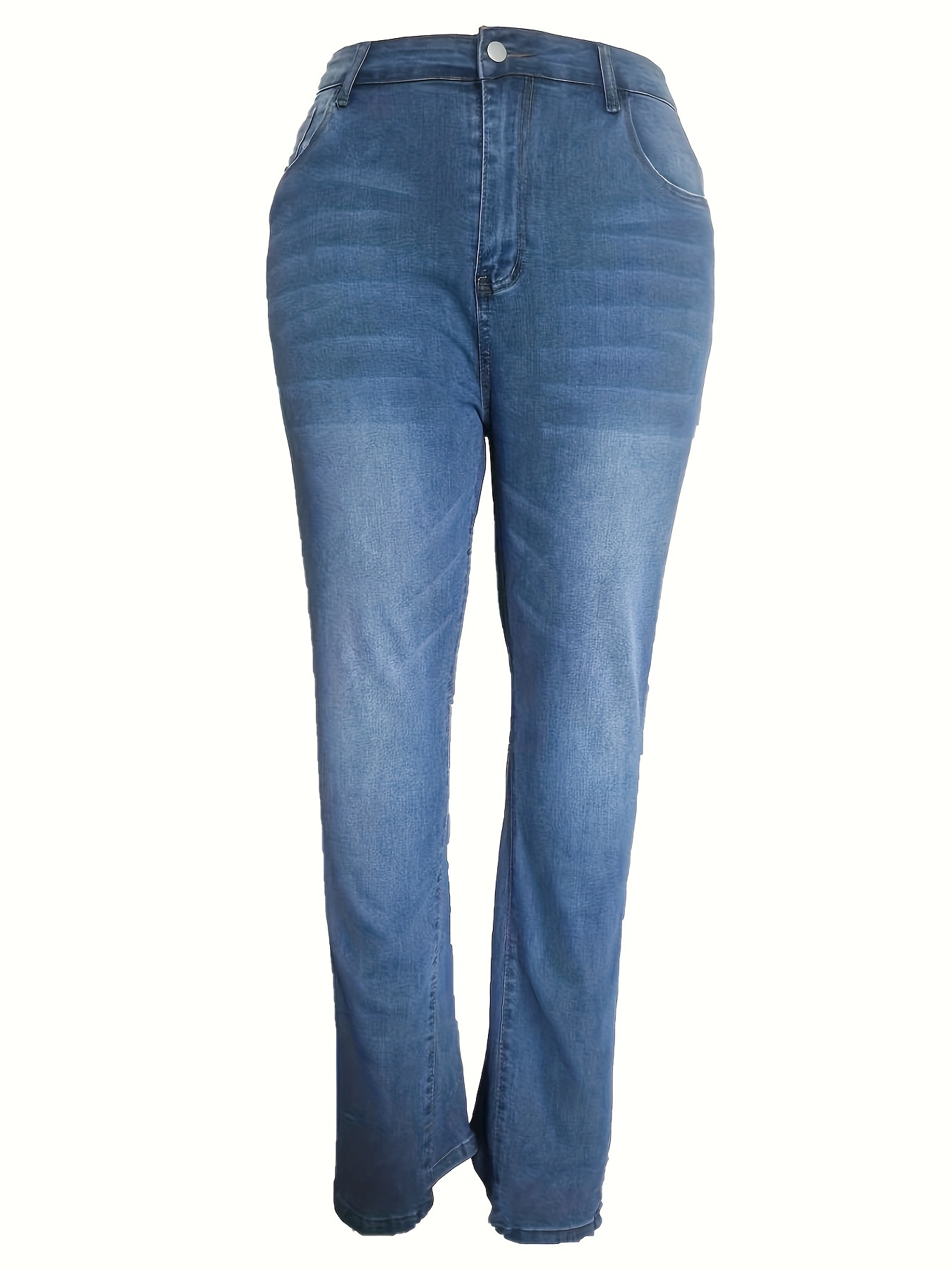 Plus Size Retro Jeans Women's Plus Button Fly Flared Leg - Temu