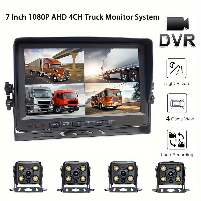 Sistema de Vigilancia AHD para coche/RV/autobús/camión, pantalla de 10,1  pulgadas, 1080P, cámara CCTV de 4 canales, visión nocturna, grabadora de  estacionamiento de marcha atrás - AliExpress