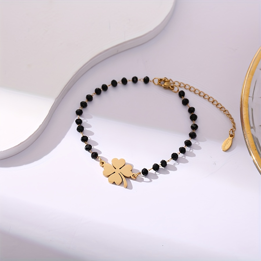 E-shop 1 Stück Edelstahl Vierblättriges Kleeblatt Armband Minimalistisches Paararmband