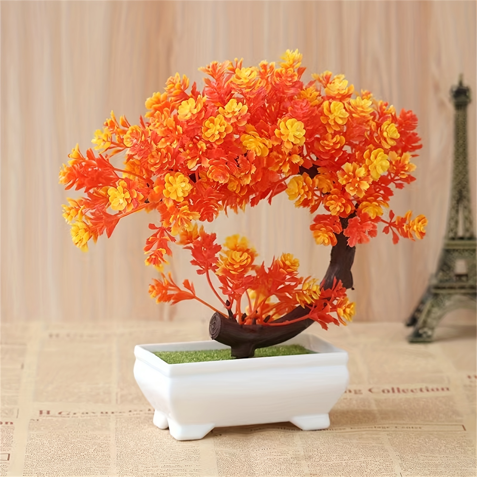 

1pc, Artificial Potted Plant, Plastic Simulation Bonsai Tree Look Flower Ornament, For Home Room Garden Decor, Faux Flowers, Garden Stuff, Living Room Decoration, Holiday Decorations