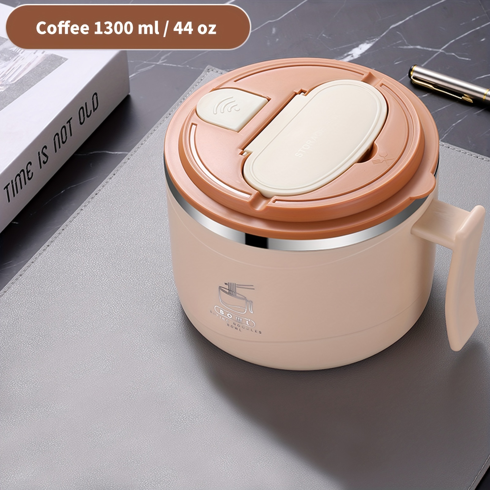 1300ml Stainless Steel Noodle Bowl Anti-Scalding Student Lunch Box