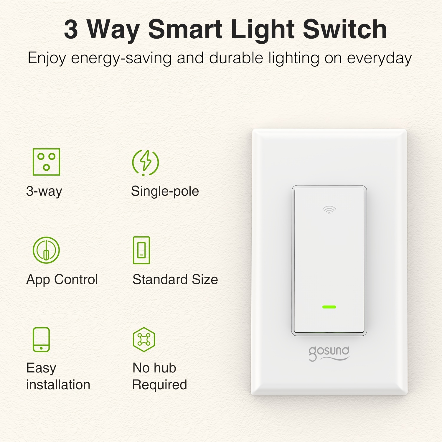Gosund 3-Way Smart Light Switch, Wi-Fi for Light Compatible with